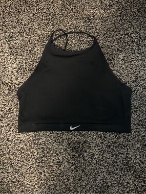 Nike Black High-Neck Ribbed Sports Bra with Thin Straps